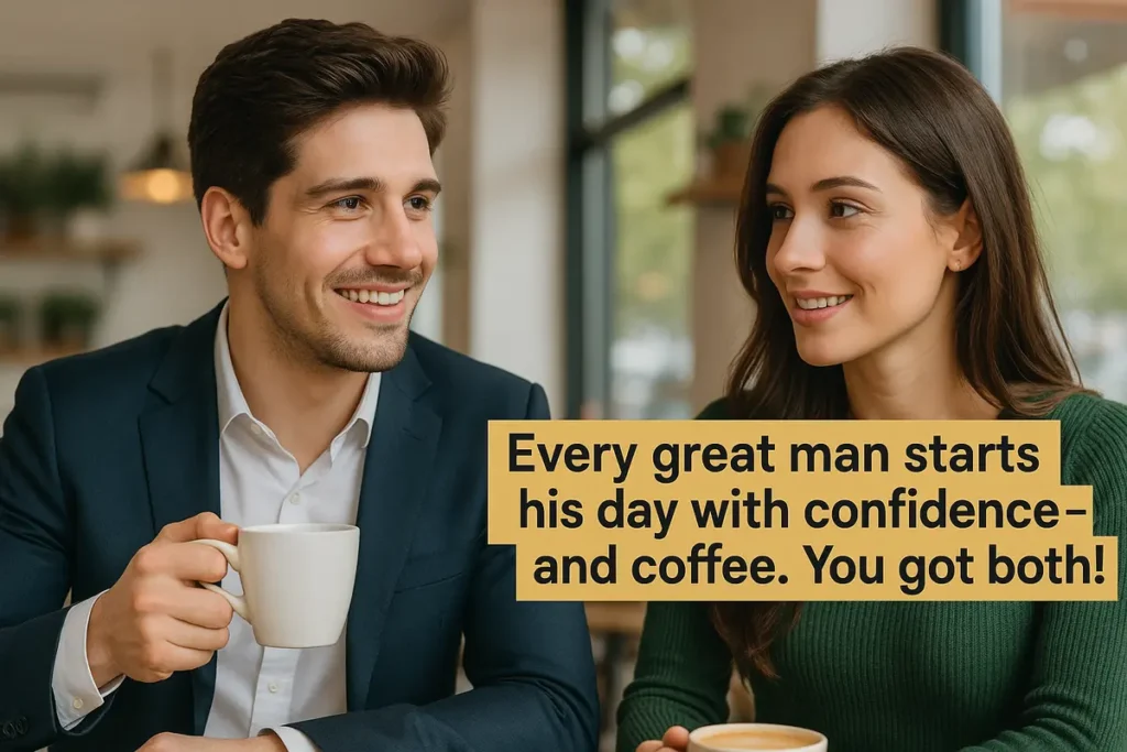 Every great man starts his day with confidence—and coffee. You got both!