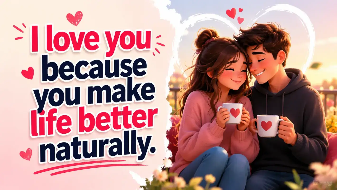 I love you because you make life better naturally.Reasons why I love you