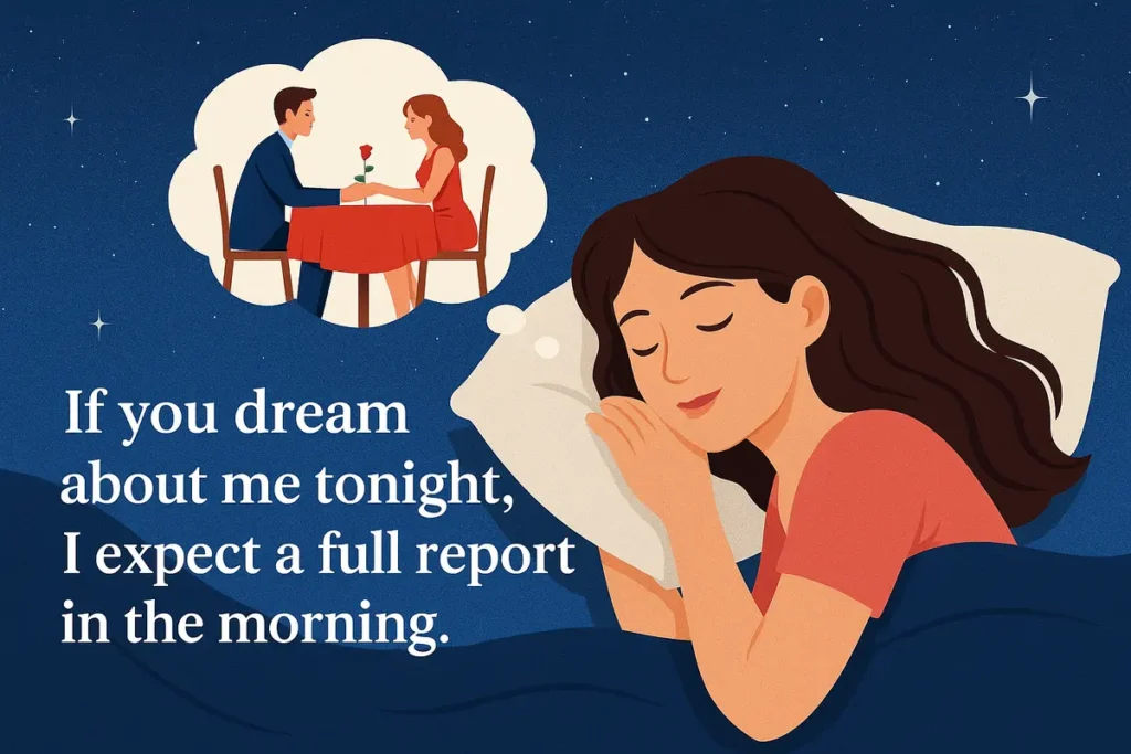 If you dream about me tonight, I expect a full report in the morning.