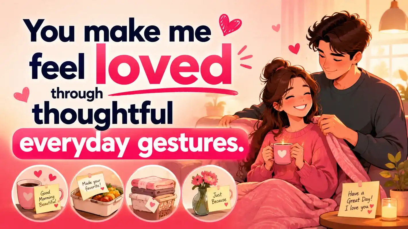 You make me feel loved through thoughtful everyday gestures.