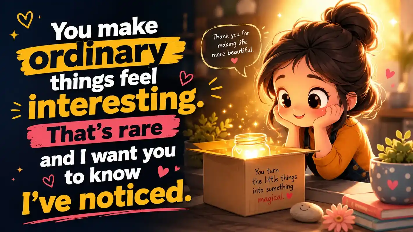 You make ordinary things feel interesting. That's rare and I want you to know I've noticed.