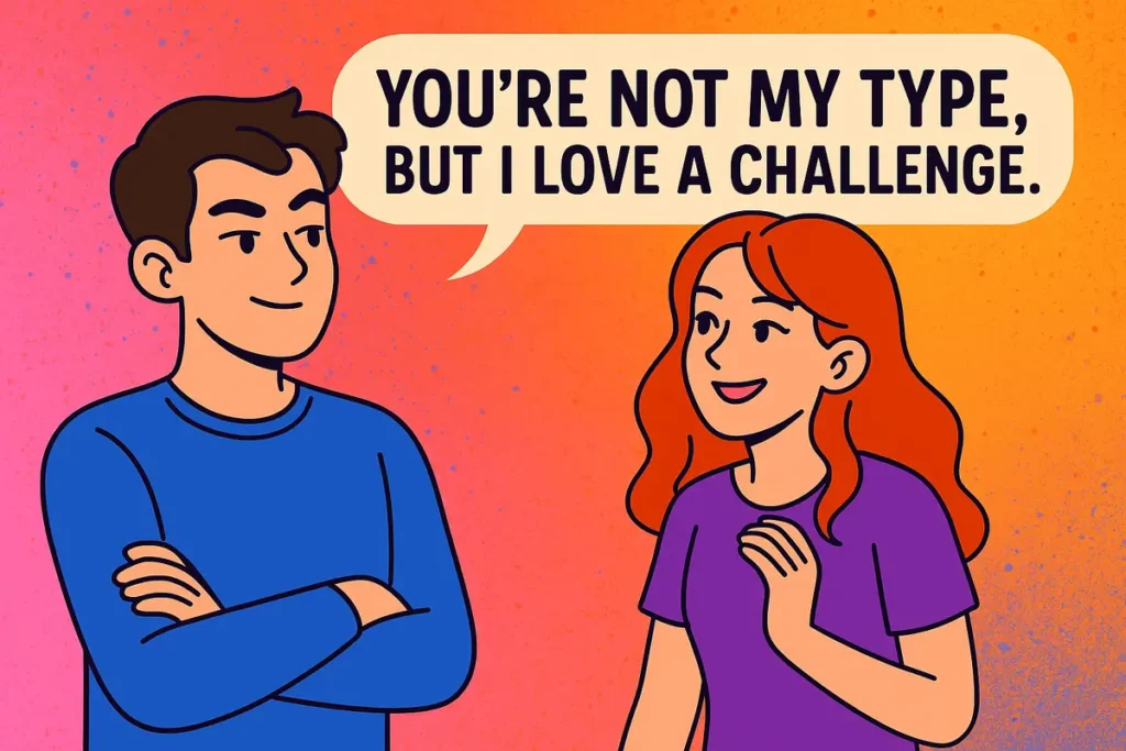 You're not my type, but I love a challenge.