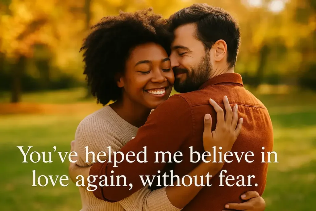 You’ve helped me believe in love again, without fear. Heartfelt Things I Love About You That Make Me Fall Harder Daily.