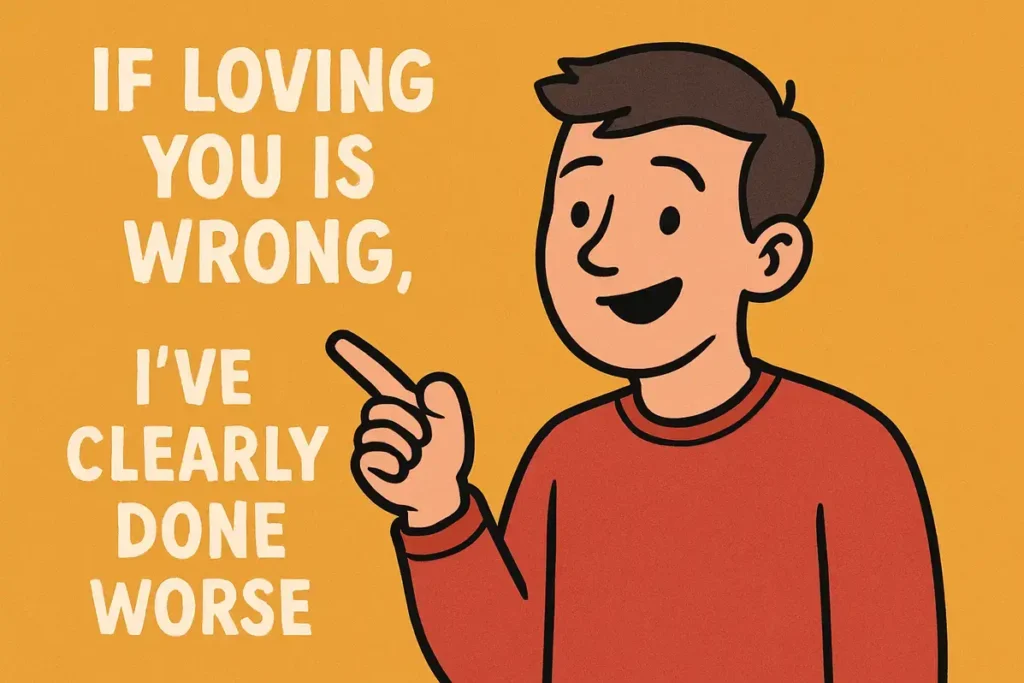 If loving you is wrong, I’ve clearly done worse.