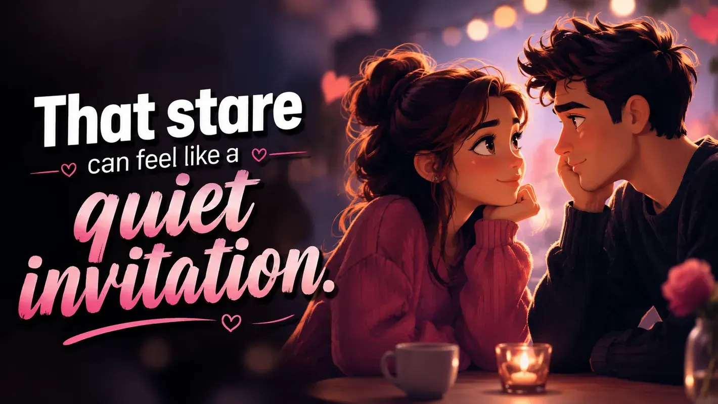 That stare can feel like a quiet invitation.