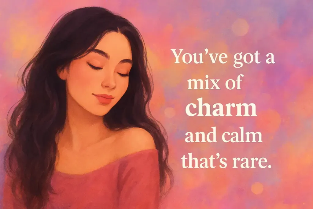You’ve got a mix of charm and calm that’s rare.