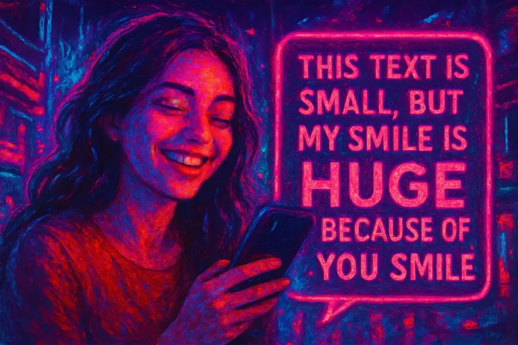 small text, big smile.