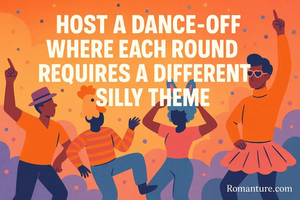 Host a dance-off where each round requires a different silly theme.