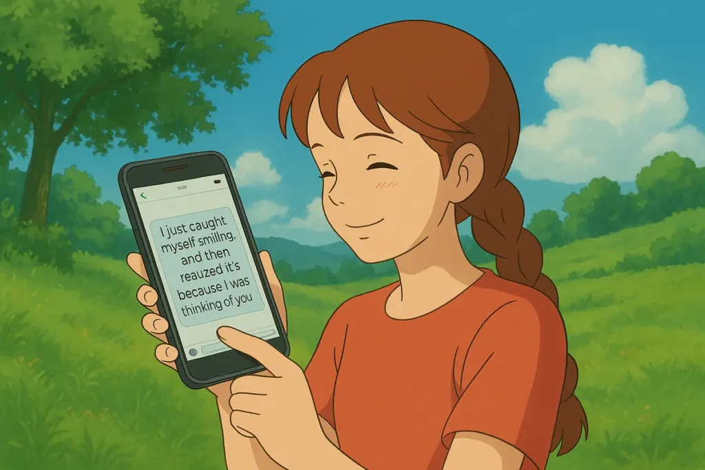 smiling. "Thinking of You" Messages for Him with Flirty Images to Melt Heart.