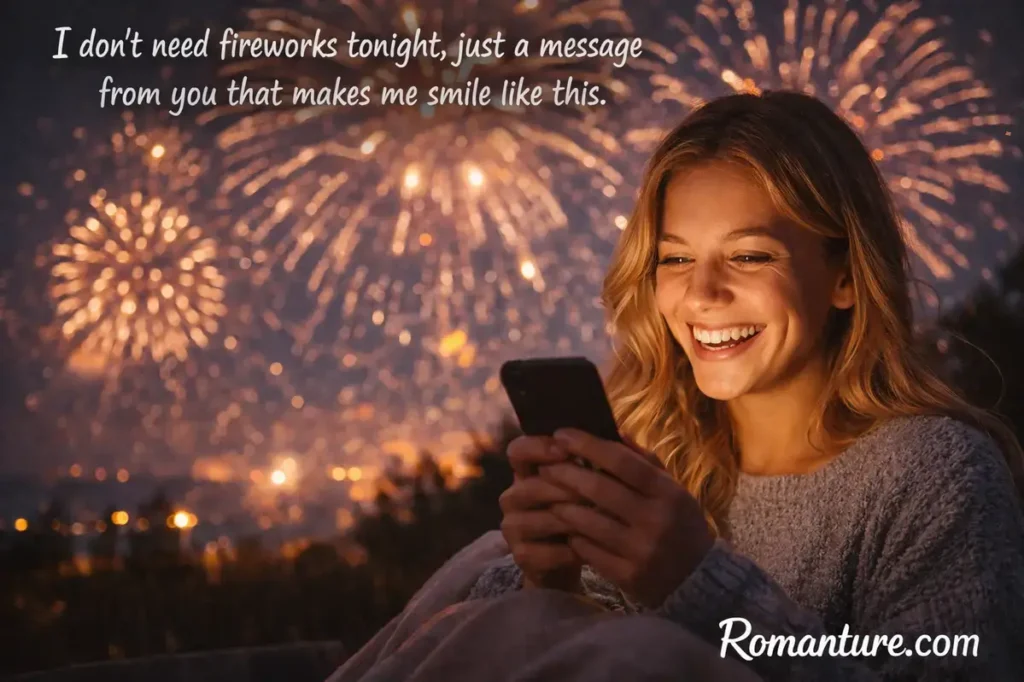 fireworks, smile. Flirty Texts for New Year.