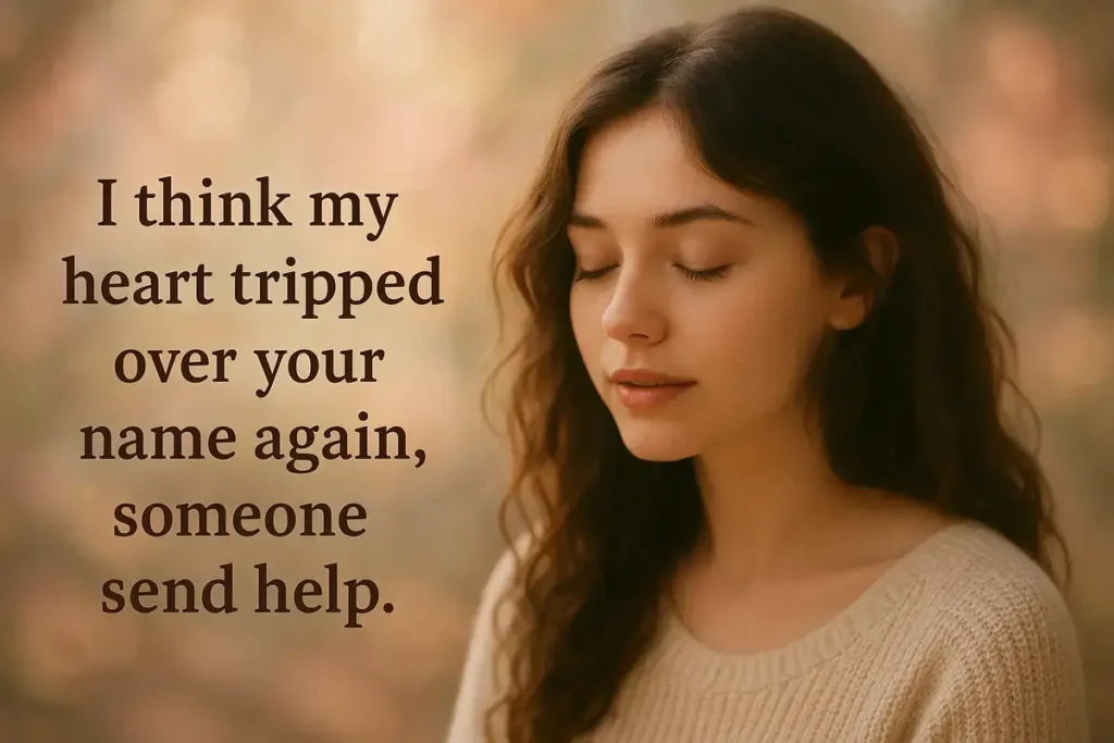 I think my heart tripped over your name again, someone send help.