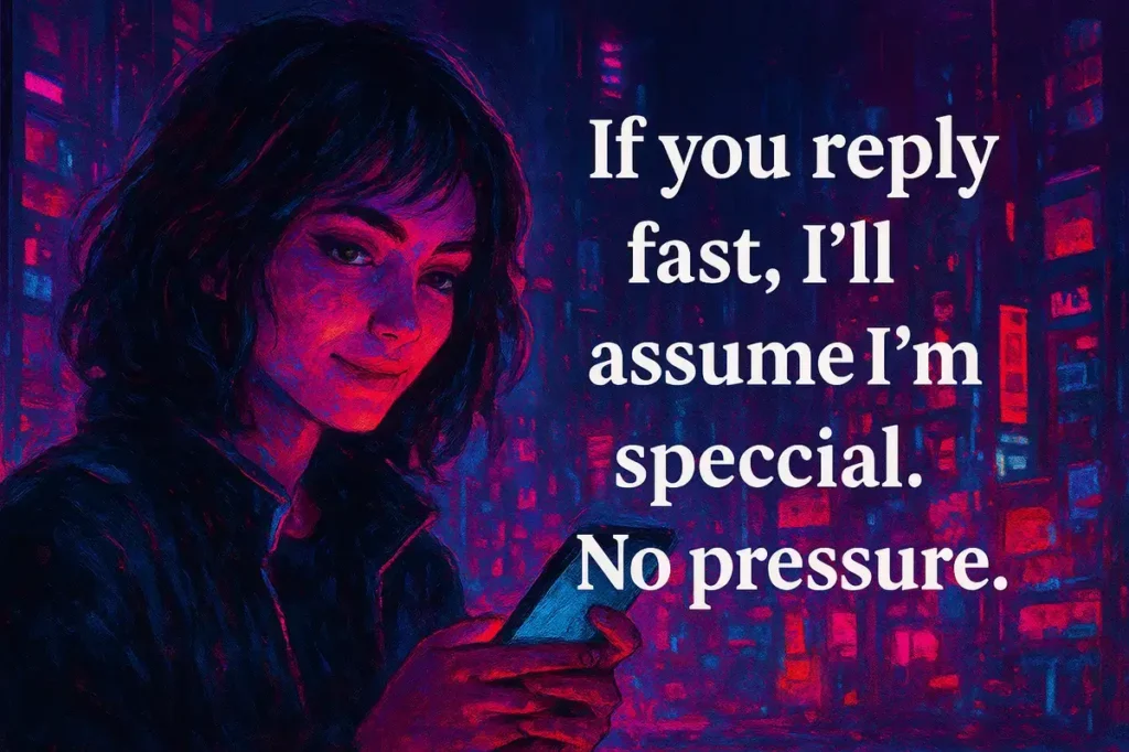 If you reply fast, I’ll assume I’m special. No pressure.