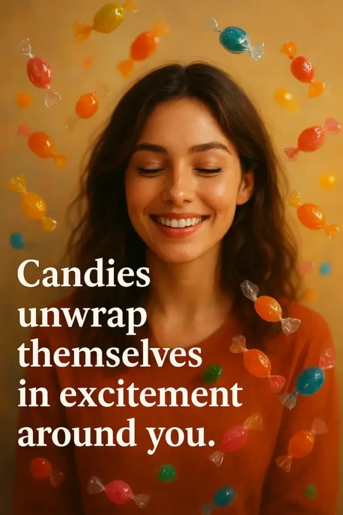 candies unwrap around you.