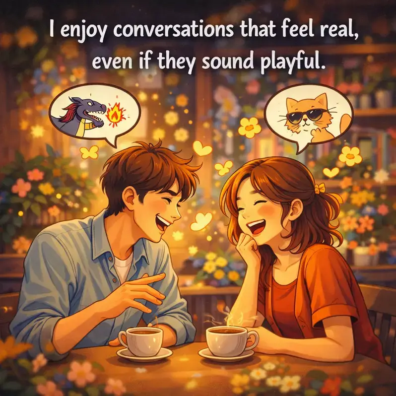 feel real playful. silly pick up lines.