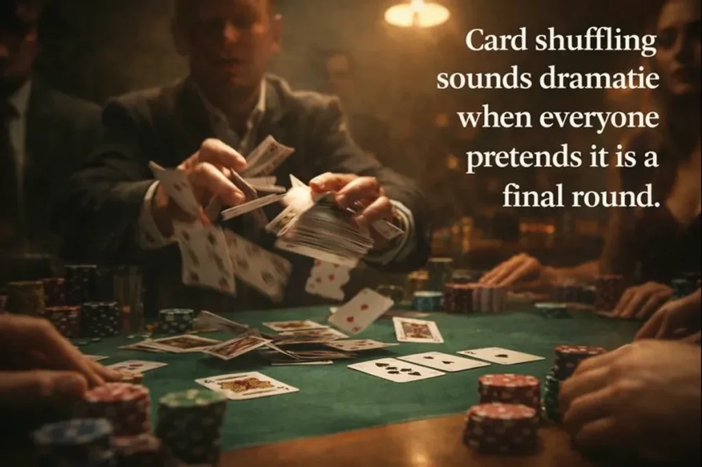 Card shuffling sounds dramatic when everyone pretends it is a final round. fun indoor games for adults.