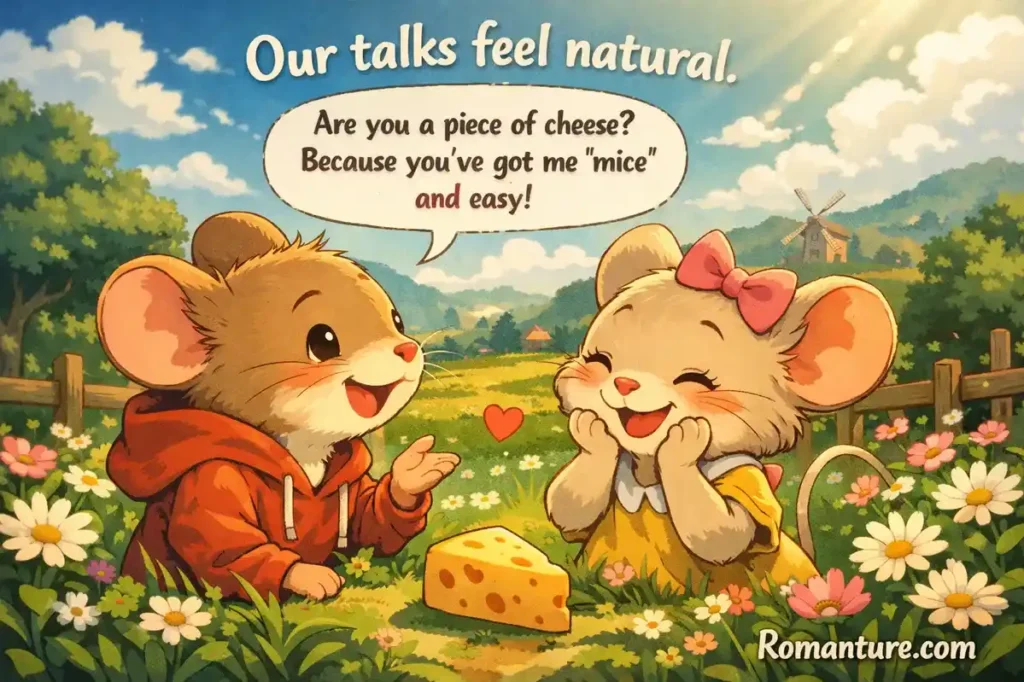 mouse pick up lines. Dialogue Our talks feel natural.