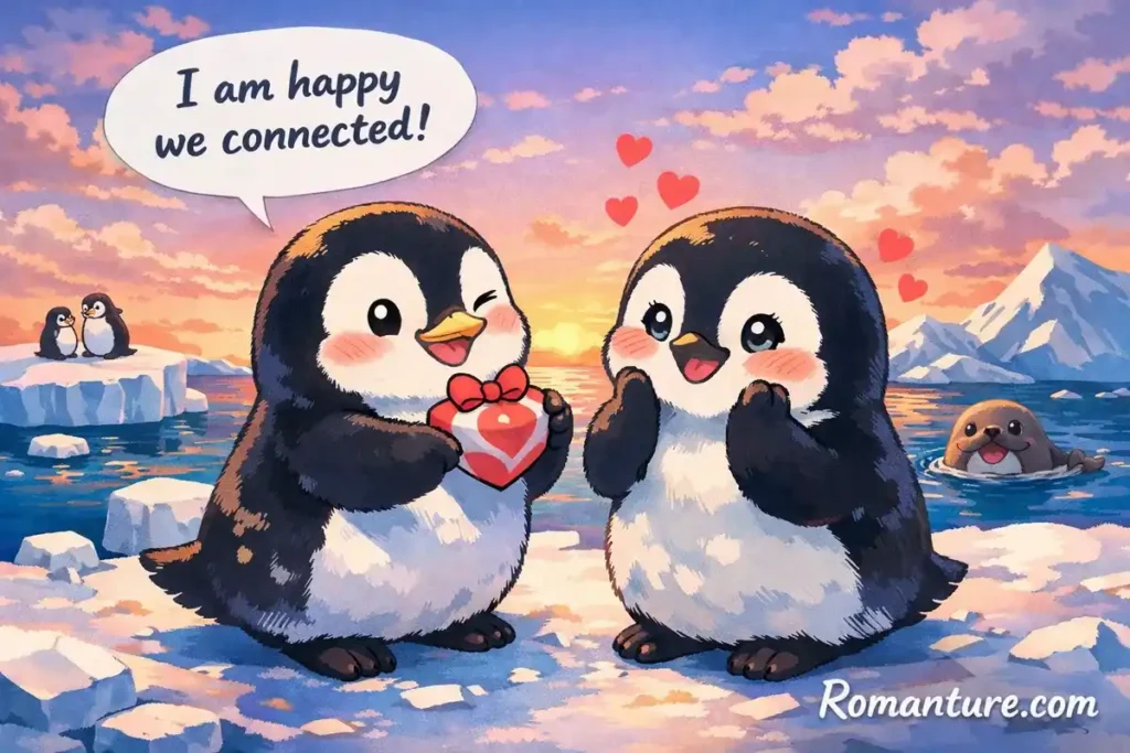 I am happy we connected. Penguin Pick Up Lines.