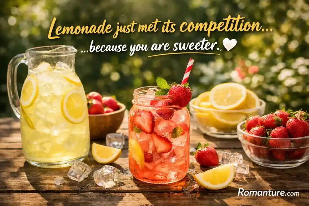 Lemonade just met its competition because you are sweeter. pick up lines.