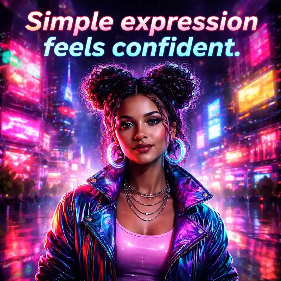 Simple expression feels confident.