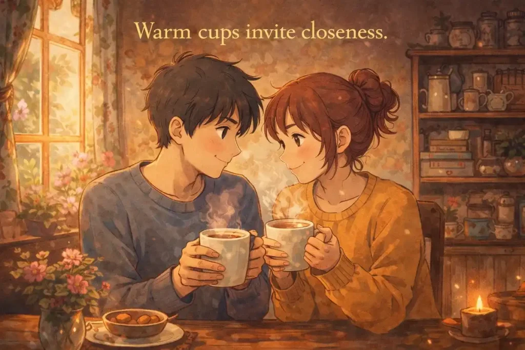 Warm cups invite closeness. fun activities indoor.