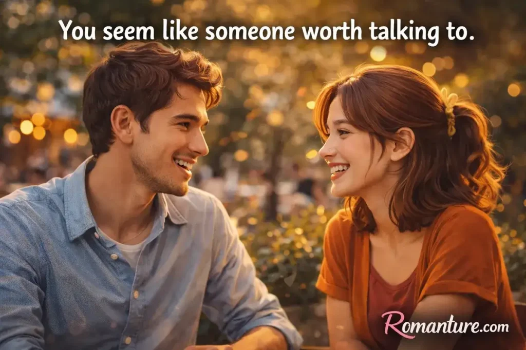 You seem like someone worth talking to. quick funny lines.