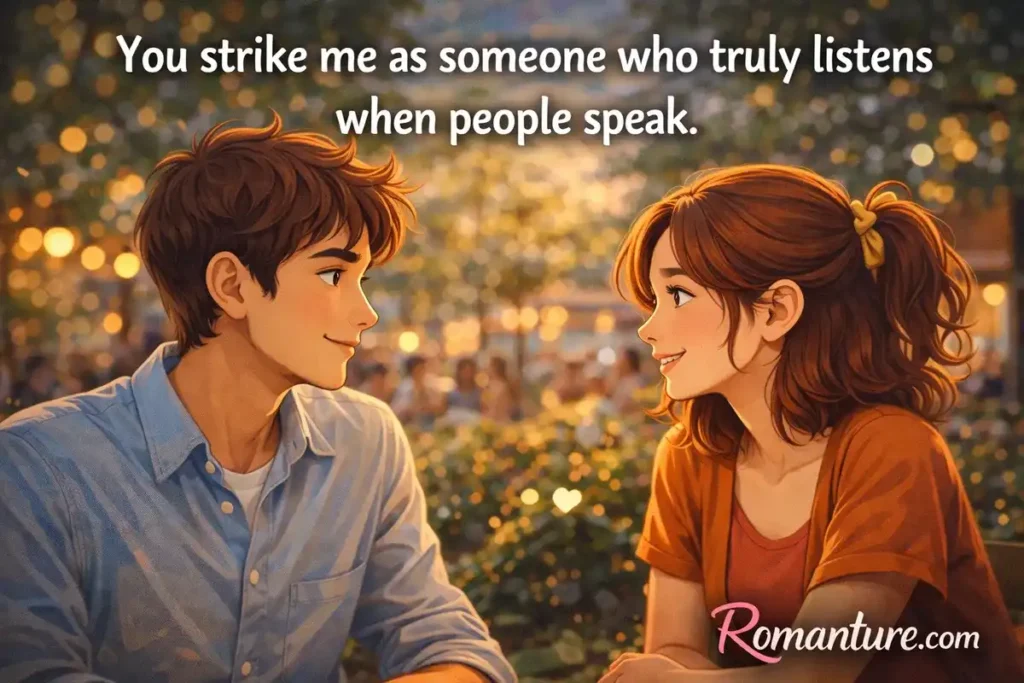 You strike me as someone who truly listens when people speak. best clean pick up lines.