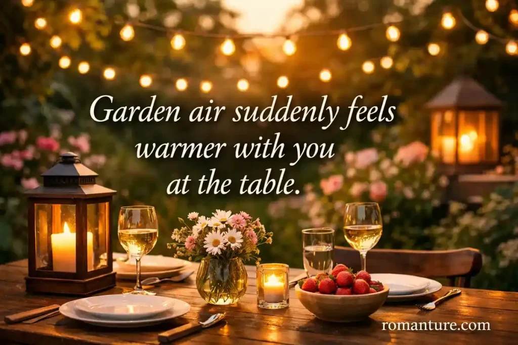 Garden courtyard lunch romance