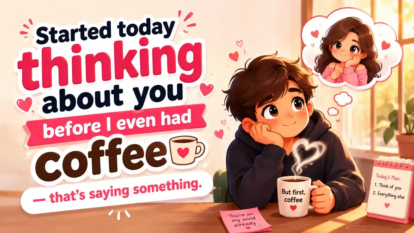 Started today thinking about you before I even had coffee — that's saying something.