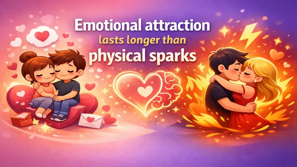 Emotional attraction lasts longer than physical sparks.