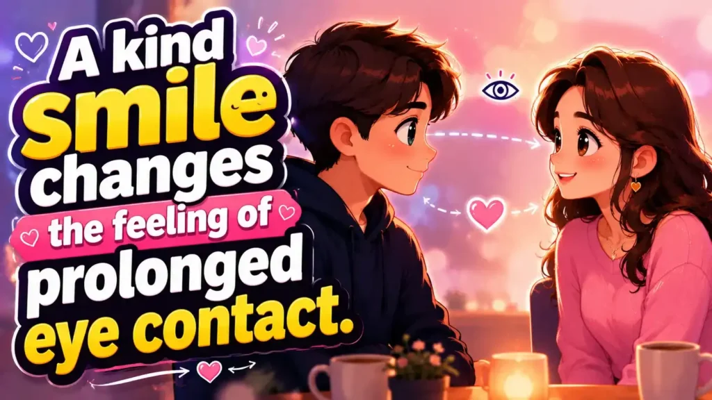 A kind smile changes the feeling of prolonged eye contact.