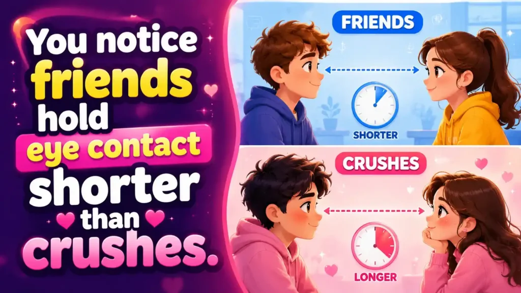 You notice friends hold eye contact shorter than crushes