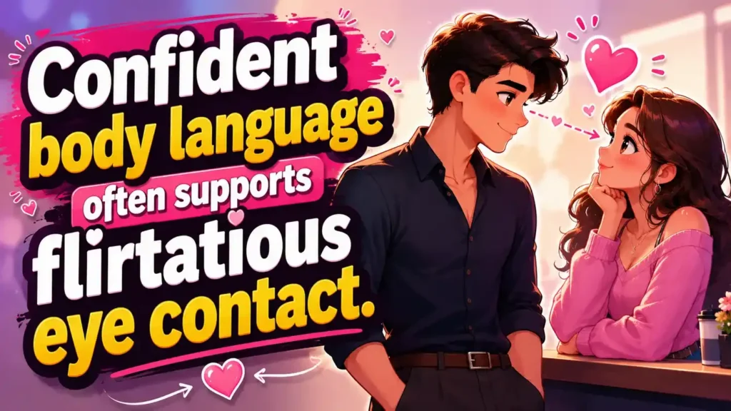 Confident body language often supports flirtatious eye contact.