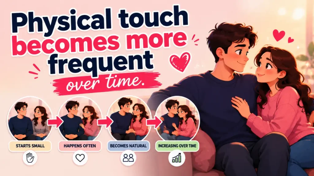 Physical touch becomes more frequent over time.