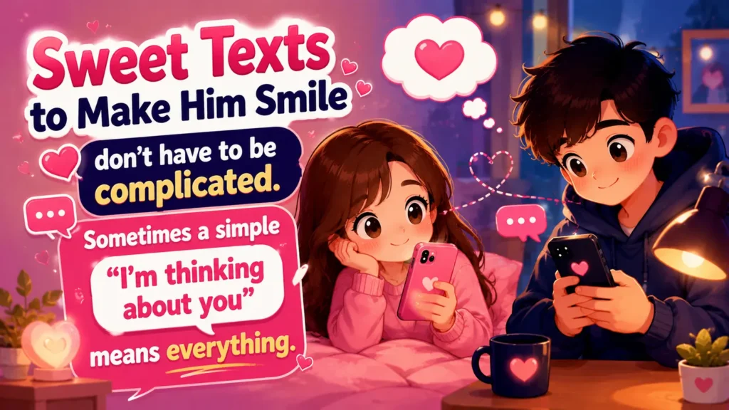 Sweet Texts to Make Him Smile don't have to be complicated. Sometimes a simple I'm thinking about you means everything.