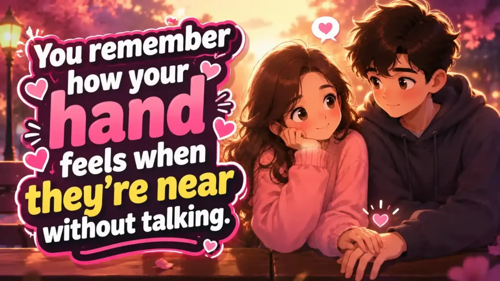 You remember how your hand feels when they’re near without talking.