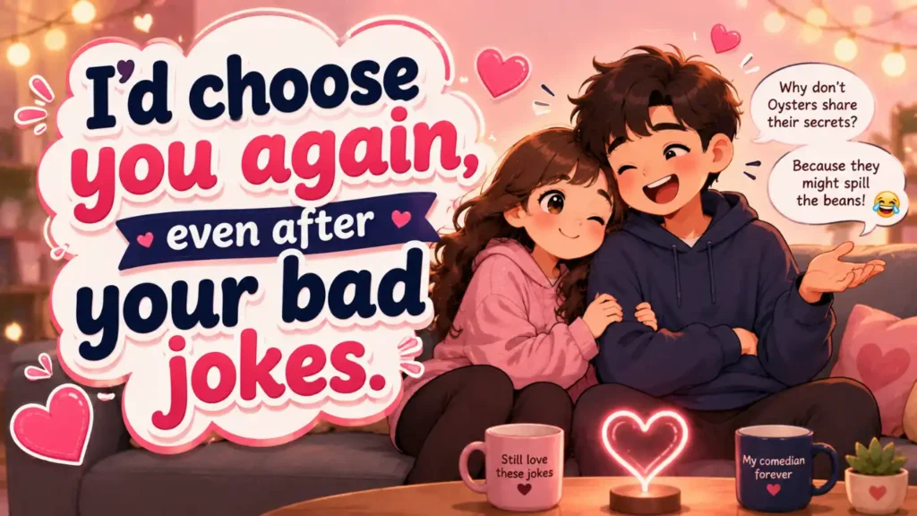 I’d choose you again, even after your bad jokes.