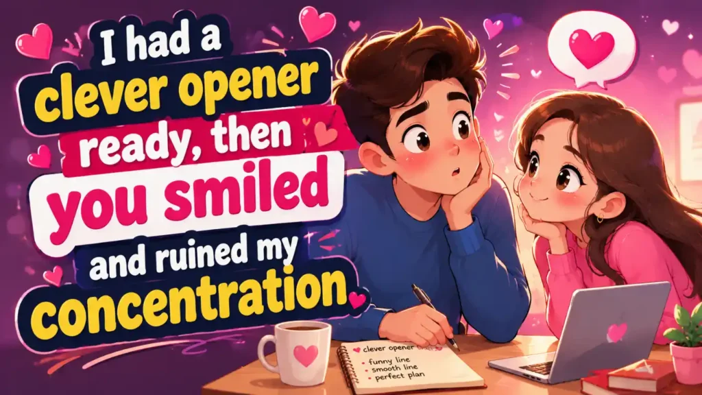 I had a clever opener ready, then you smiled and ruined my concentration.