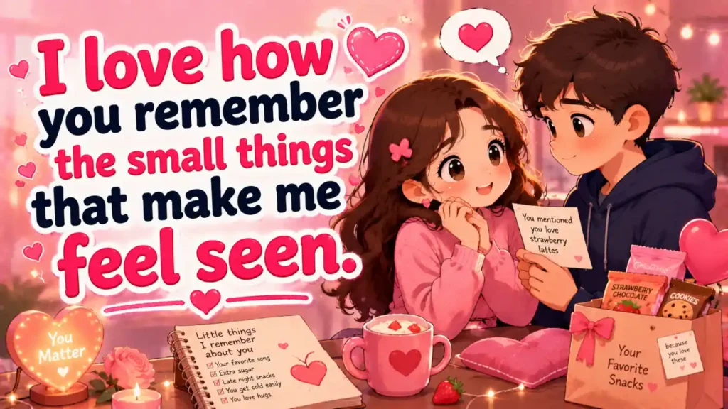 I love how you remember the small things that make me feel seen.