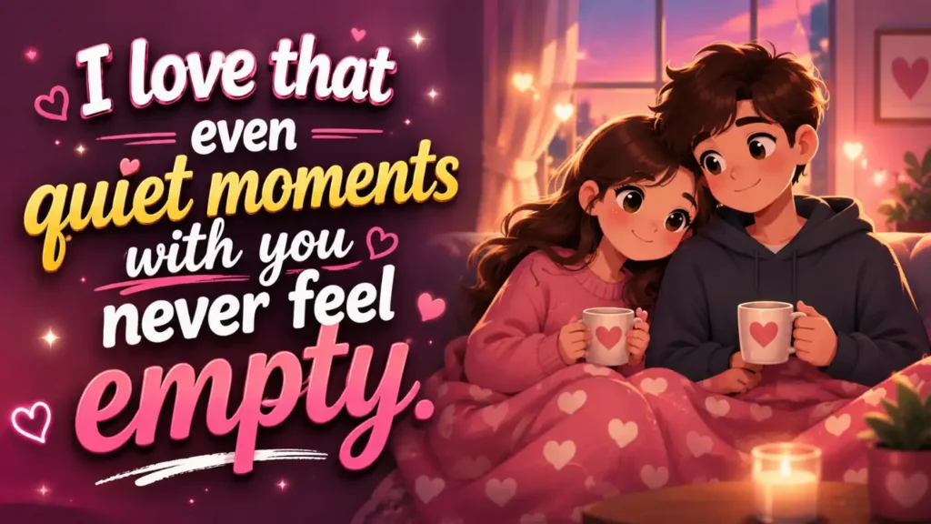 I love that even quiet moments with you never feel empty.