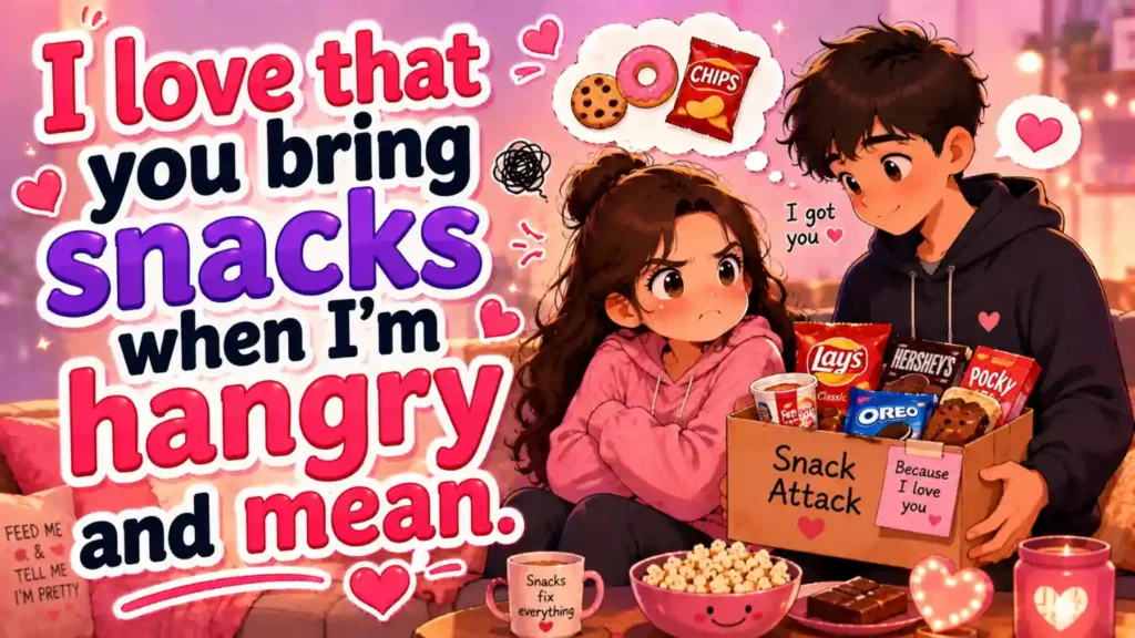 I love that you bring snacks when I'm hangry and mean.
