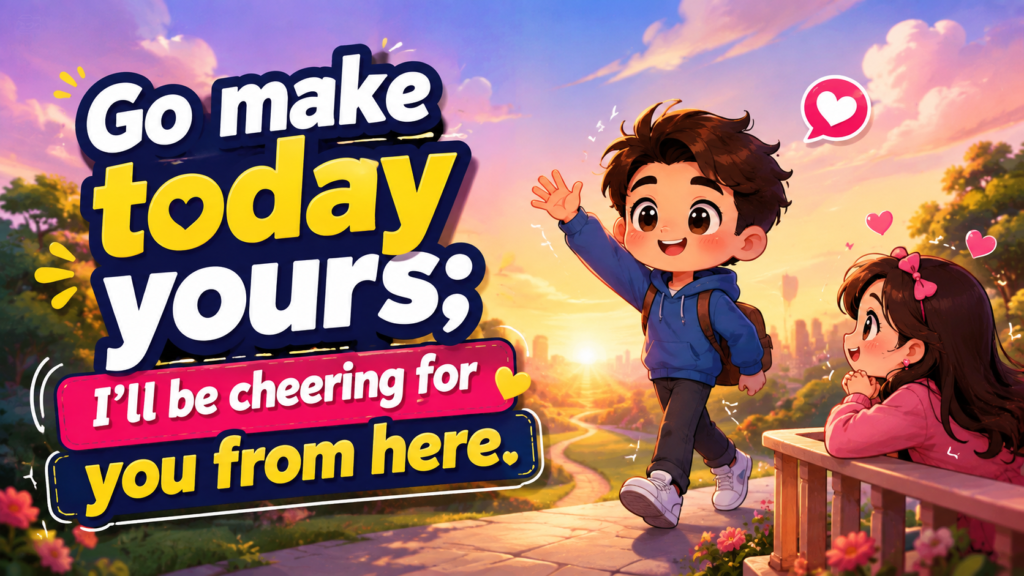 Go make today yours; I’ll be cheering for you from here.