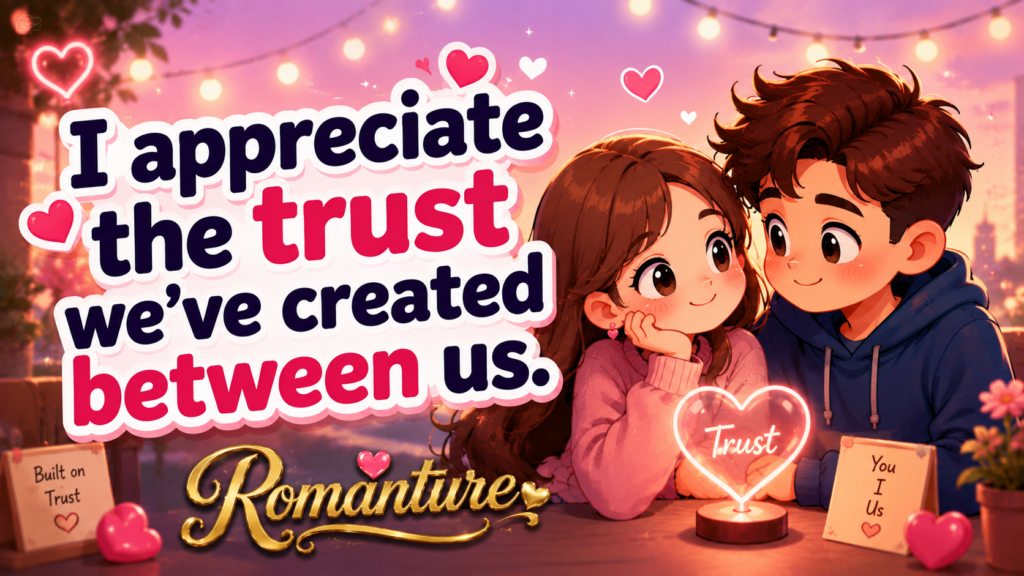 I appreciate the trust we’ve created between us.
