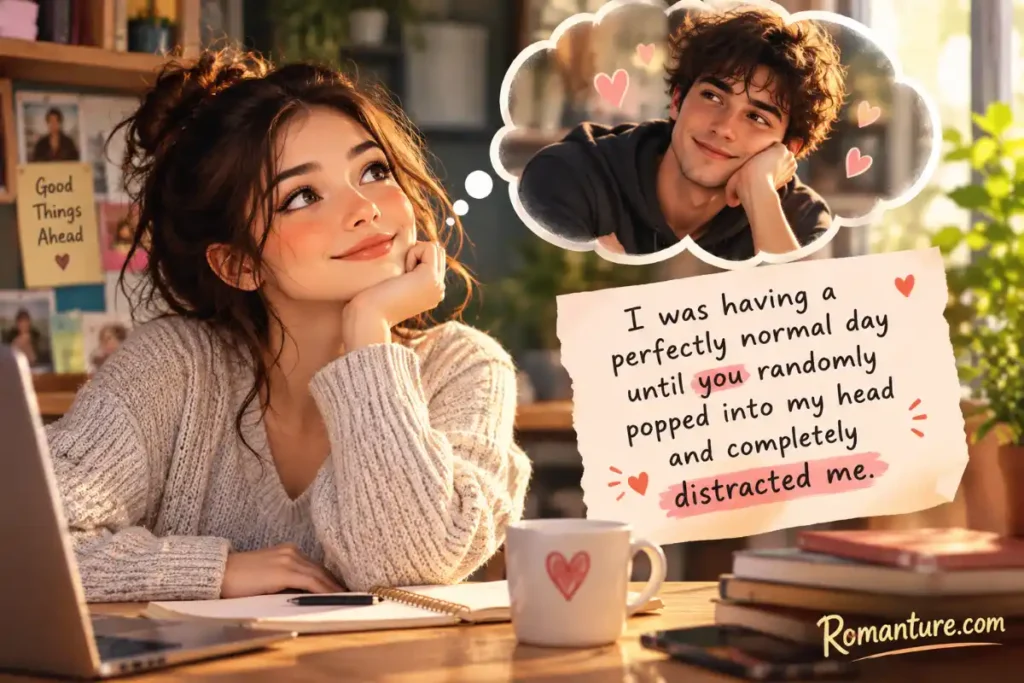 I was having a perfectly normal day until you randomly popped into my head and completely distracted me.